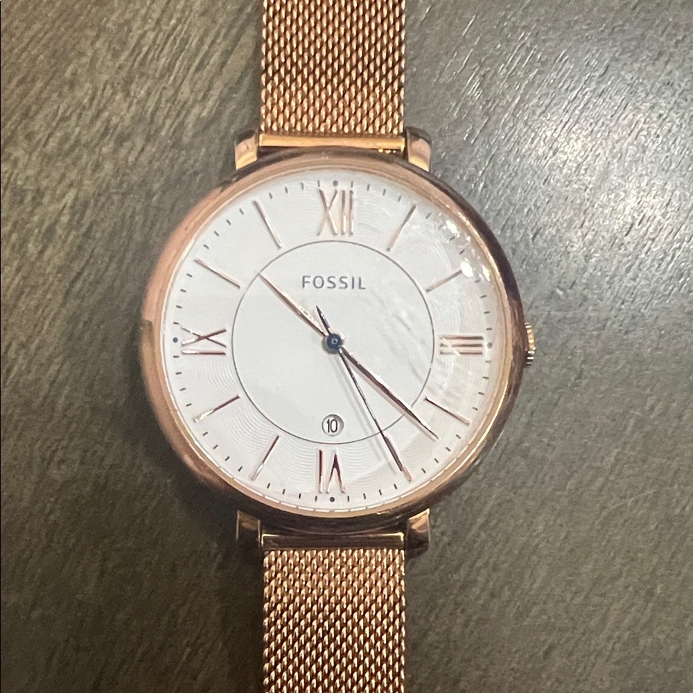 Fossil Rose Gold Mesh Strap Watch - Picture 2 of 5